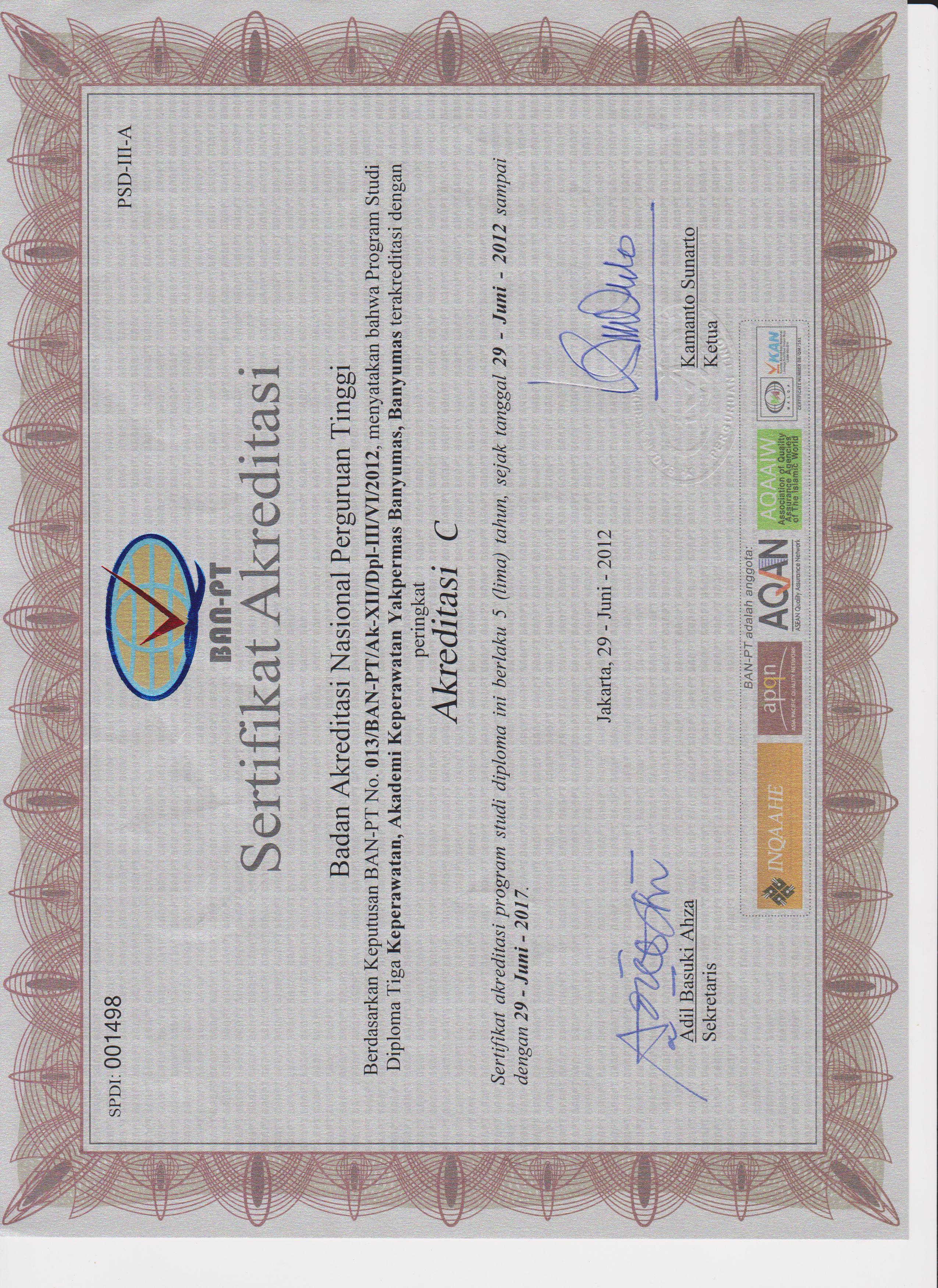 Sertifikat Akreditasi Program Studi -III Keperawatan Akademi Keperawatan Yakpermas Banyumas BAN-PT Thn Lulusan 2012 - 2017.jpg